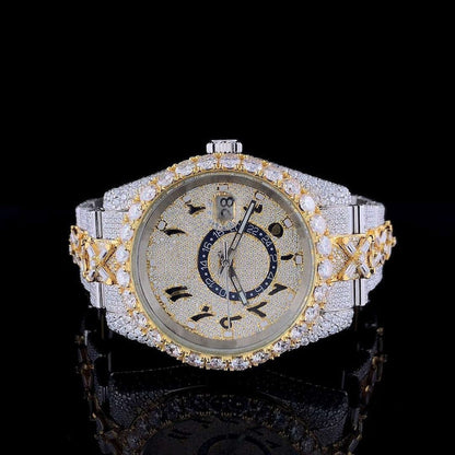 Iced Out Arabic Dial 24 Number D VVS Moissanite Diamond Watch 