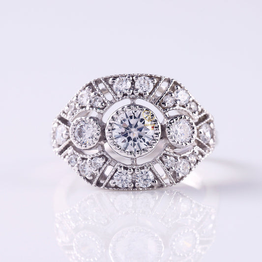 Lab Diamond Vintage Art Deco Edwardian Ring