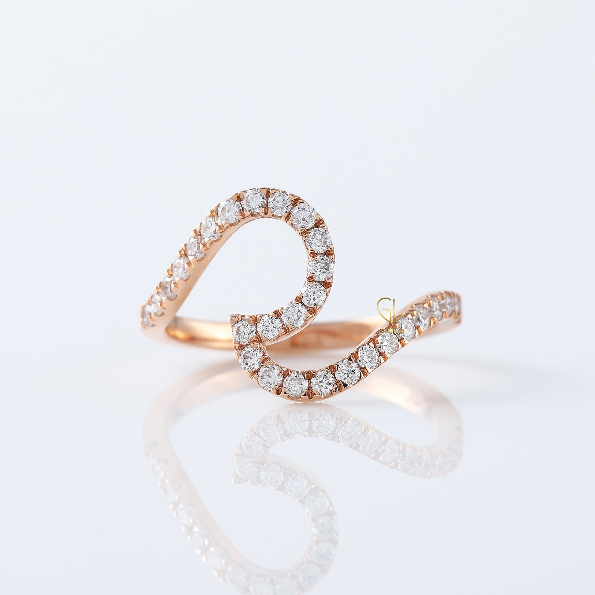 Lab Grown Diamond Surfers Ocean Wave Ring