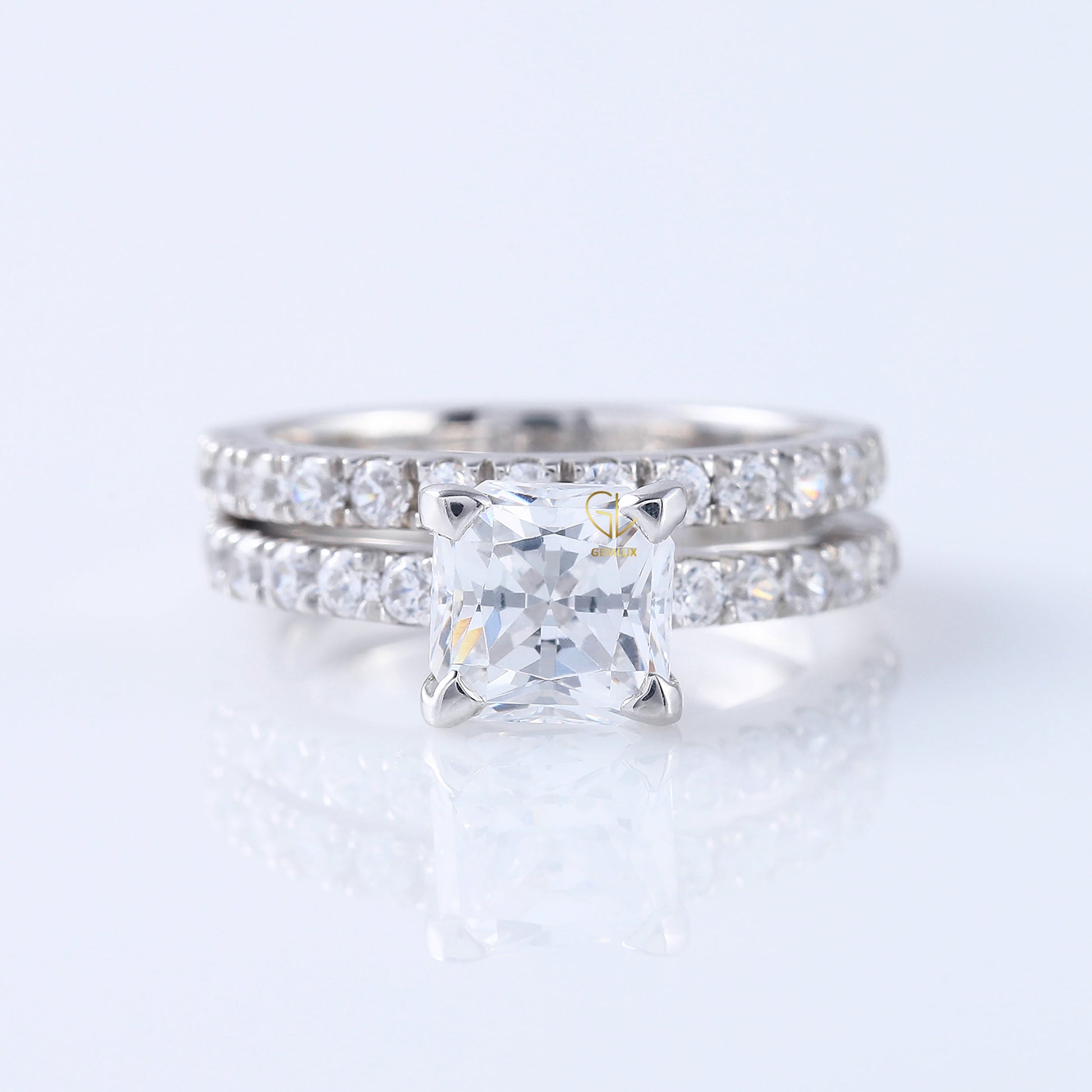 Lab Grown Princess Cut Diamond Ring Set