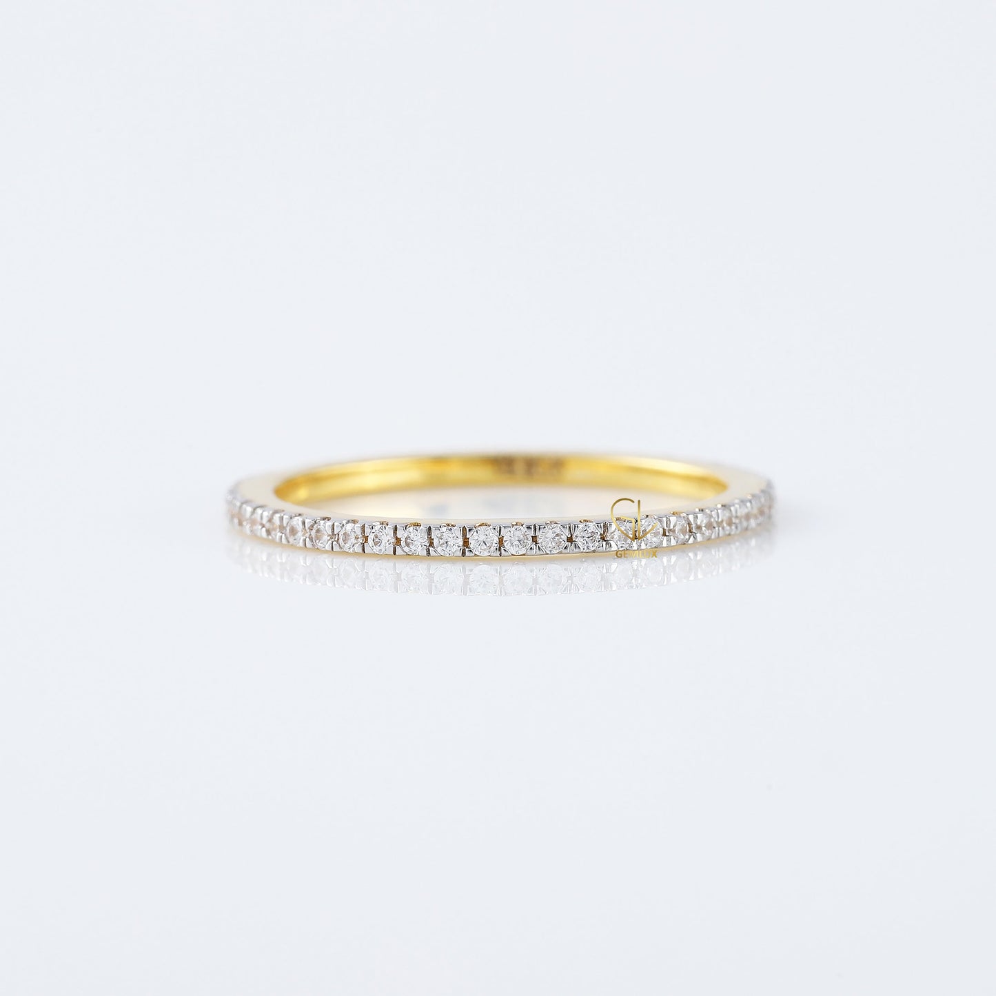 Lab Grown Round Cut Two Tone Stackable Wedding Band