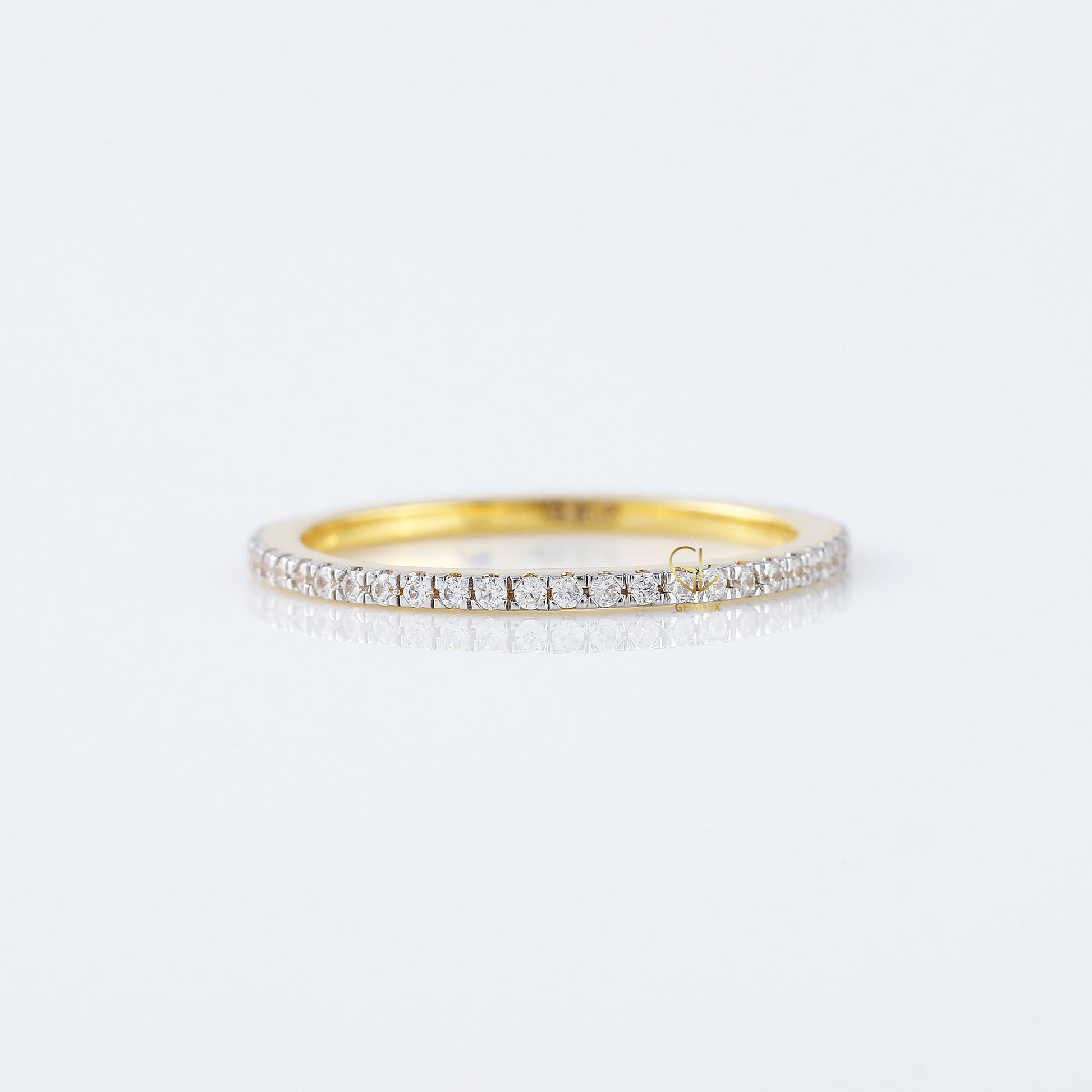 Lab Grown Round Cut Two Tone Stackable Wedding Band