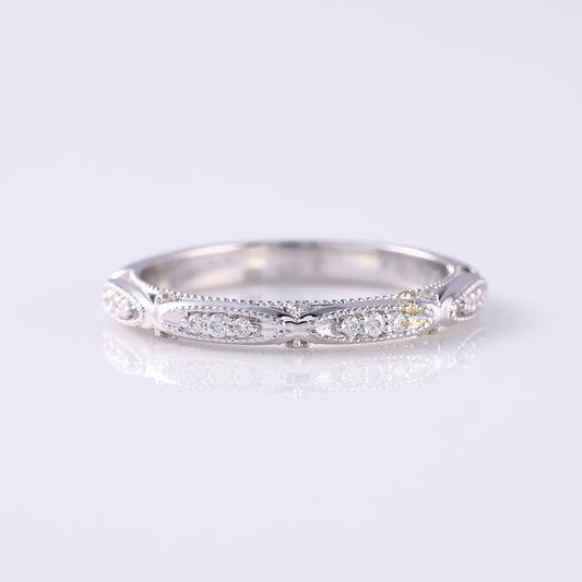 Lab Grown Vintage Art Deco Milgrain Wedding Band