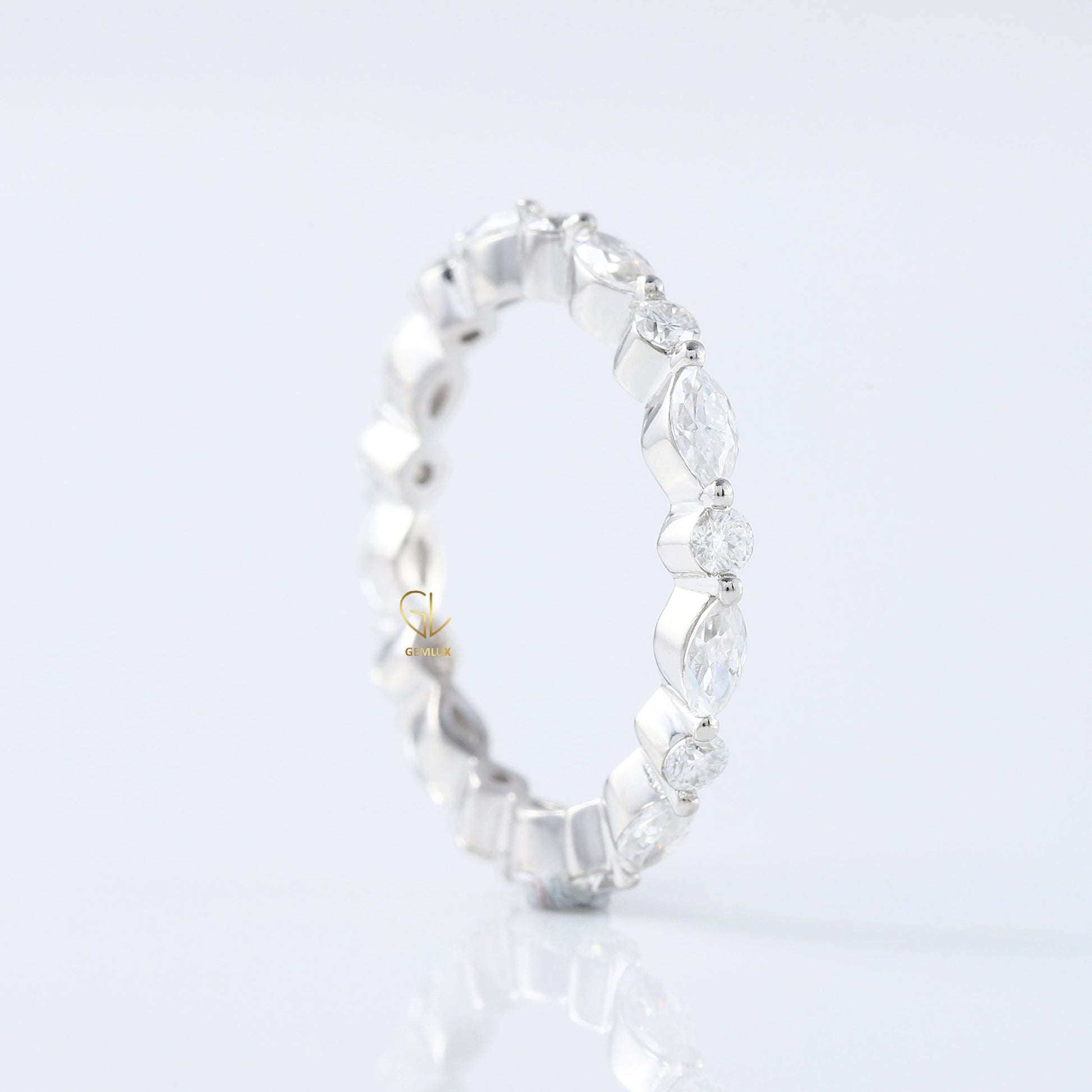 Marquise & Round Cut Lab Grown Diamond Eternity Wedding Band