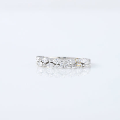 Marquise & Round Cut Lab Grown Half Eternity Band