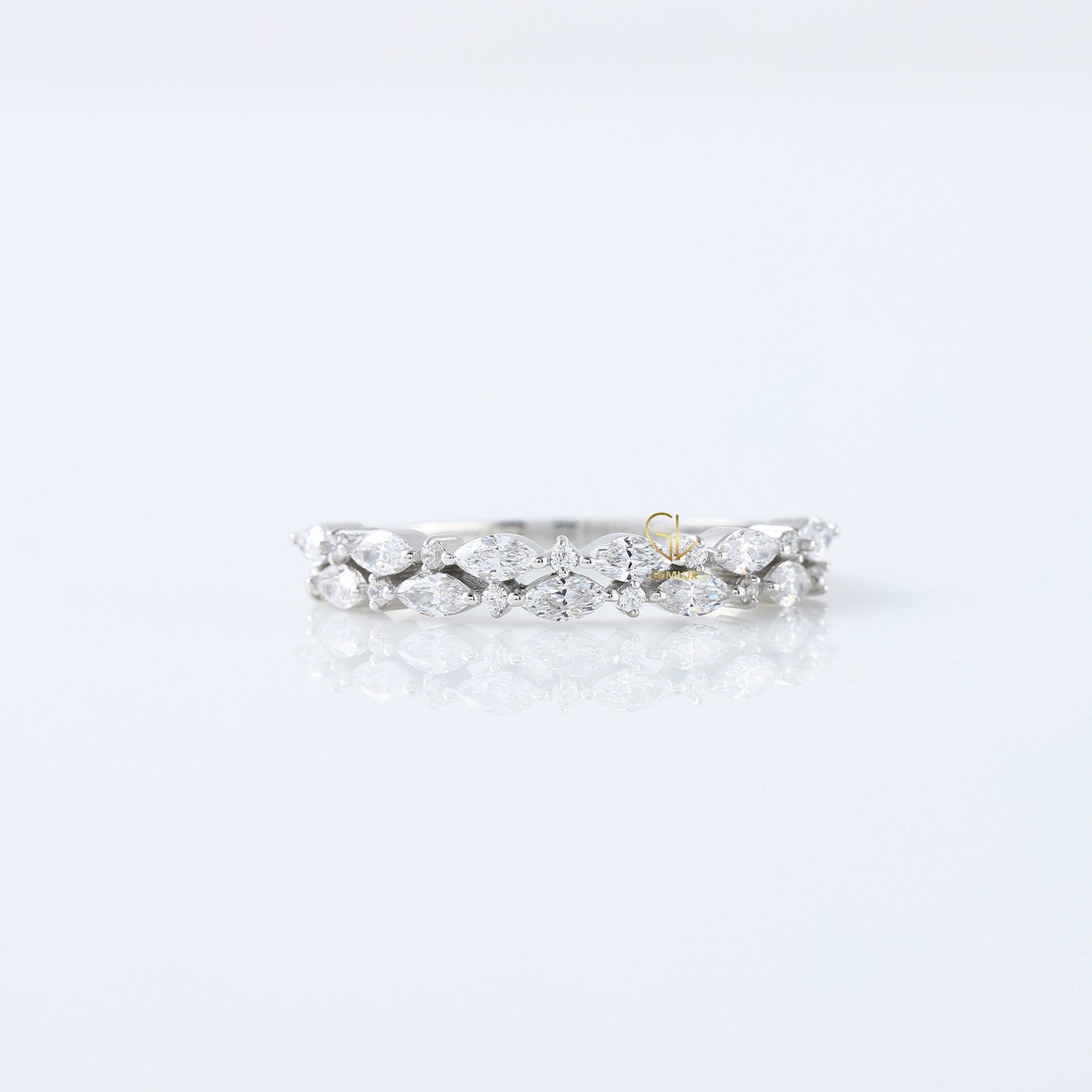 Marquise & Round Cut Lab Grown Half Eternity Band
