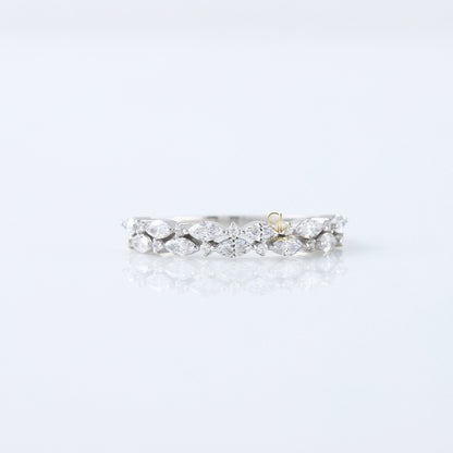 Marquise & Round Cut Lab Grown Half Eternity Band
