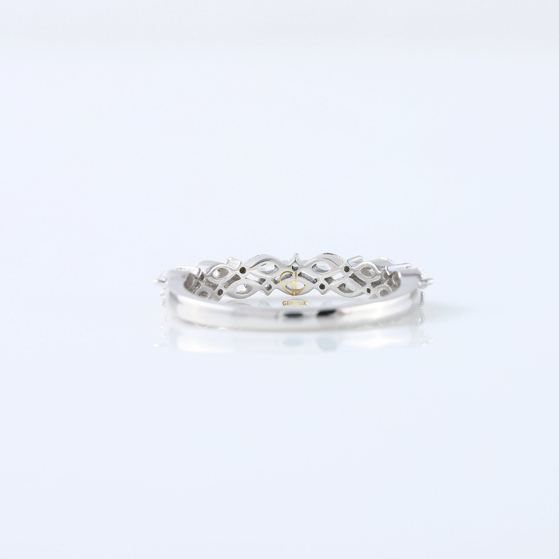 Marquise & Round Cut Moissanite Diamond Two Row Half Eternity Band