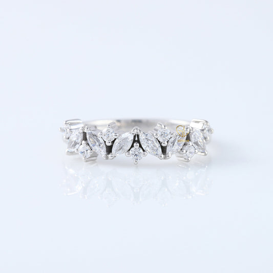 Marquise & Round Half Eternity Stacking Wedding Band