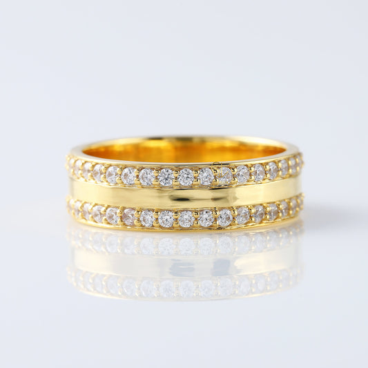 Men's Two Row Round Moissanite Full Eternity Band