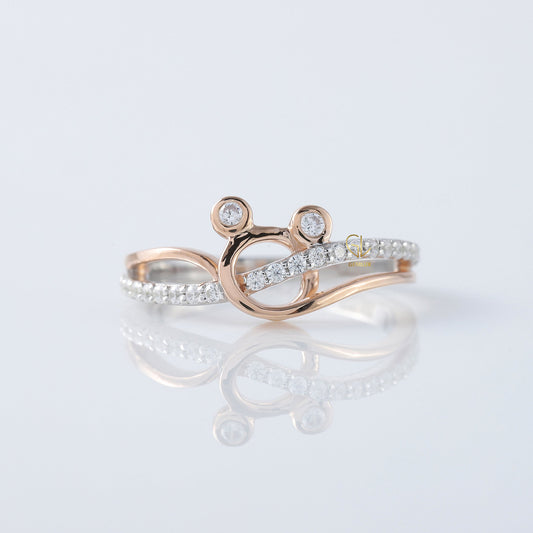 Minnie Mickey Mouse Lab Grown Two Tone Cross Over Ring