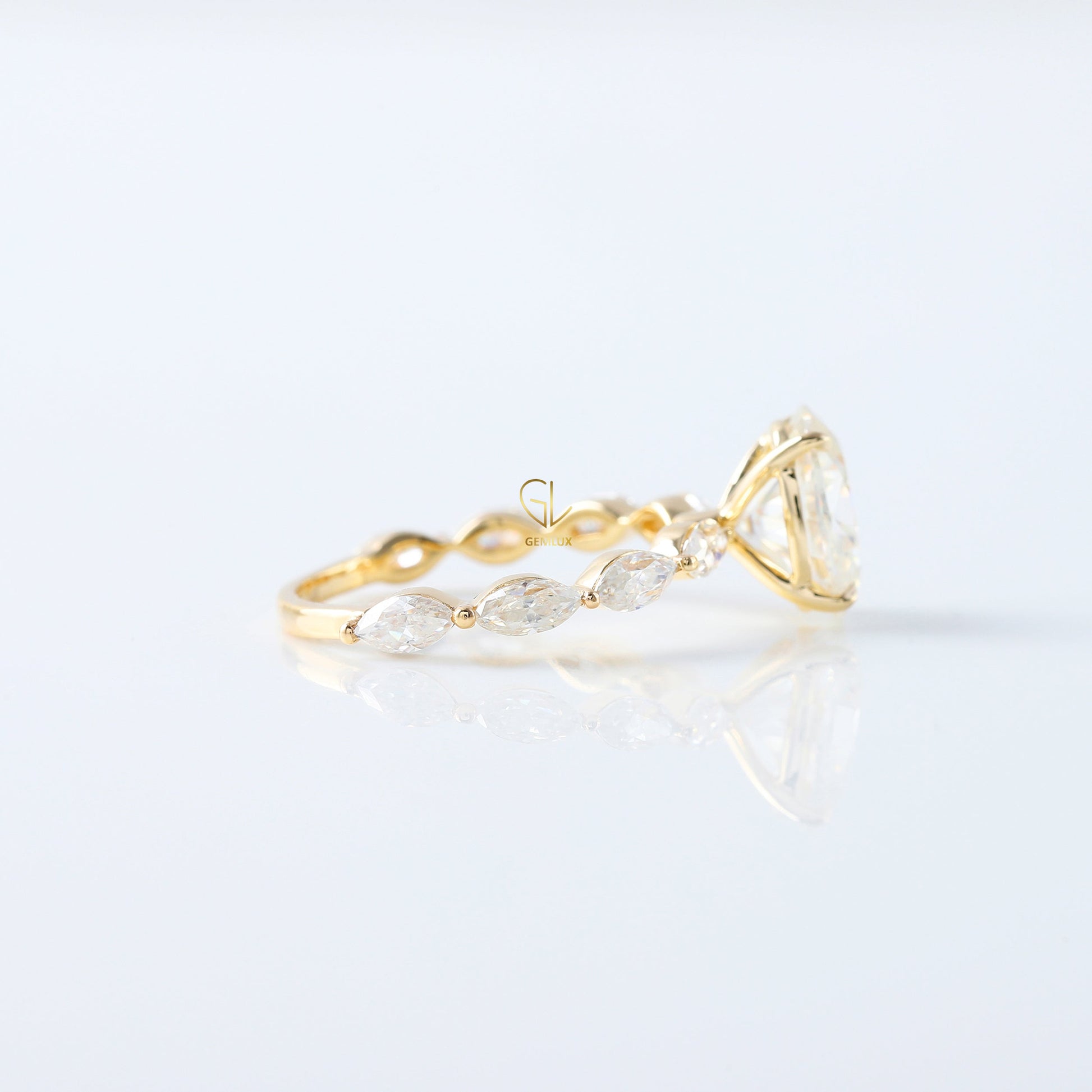 Oval Cut Moissanite Diamond Solitaire With Accent Ring