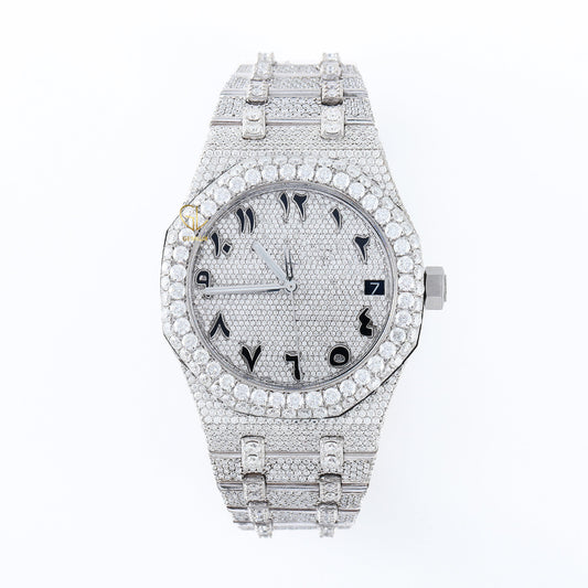 Pass Diamond Tester Arabic Dial Iced Out Moissanite Watch