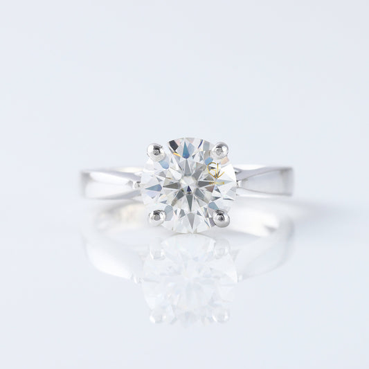 Pinch Style 2 CT Round Cut Lab Grown Solitaire Ring