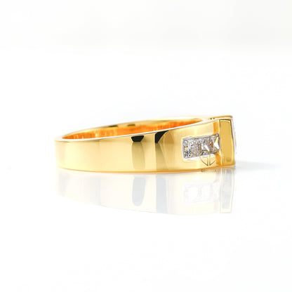 Princess Cut Lab Grown Half Bezel Set Yellow Gold Ring