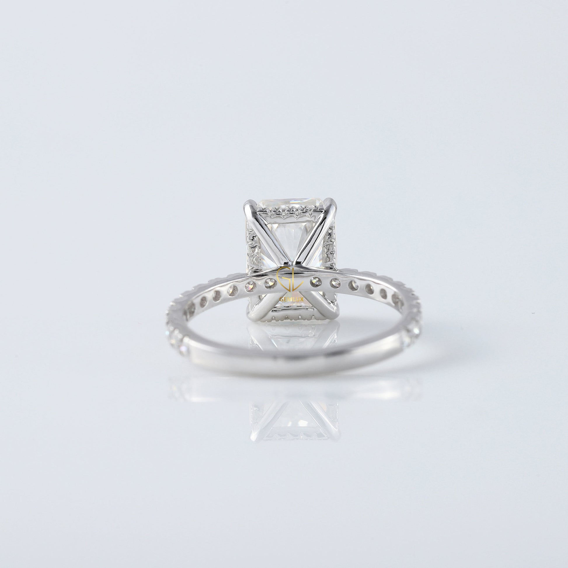 Radiant Cut Moissanite Diamond Hidden Halo Engagement Ring