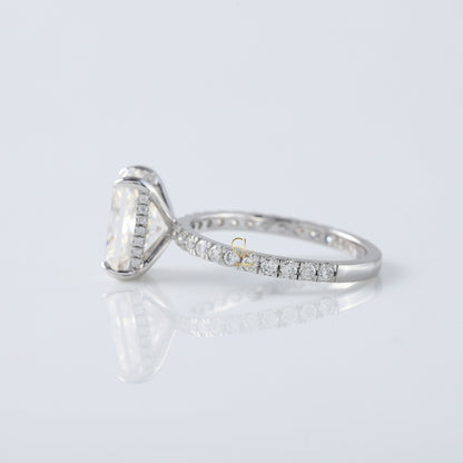 Radiant Cut Moissanite Diamond Hidden Halo Engagement Ring