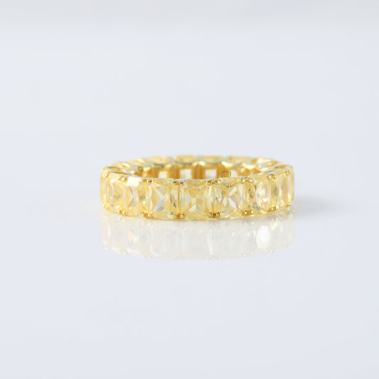 Radiant Cut Yellow Moissanite Diamond Eternity Wedding Band