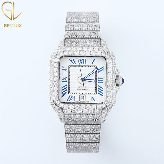 Roman Dial Iced Out Lab Grown Diamond Hip Hop Watch