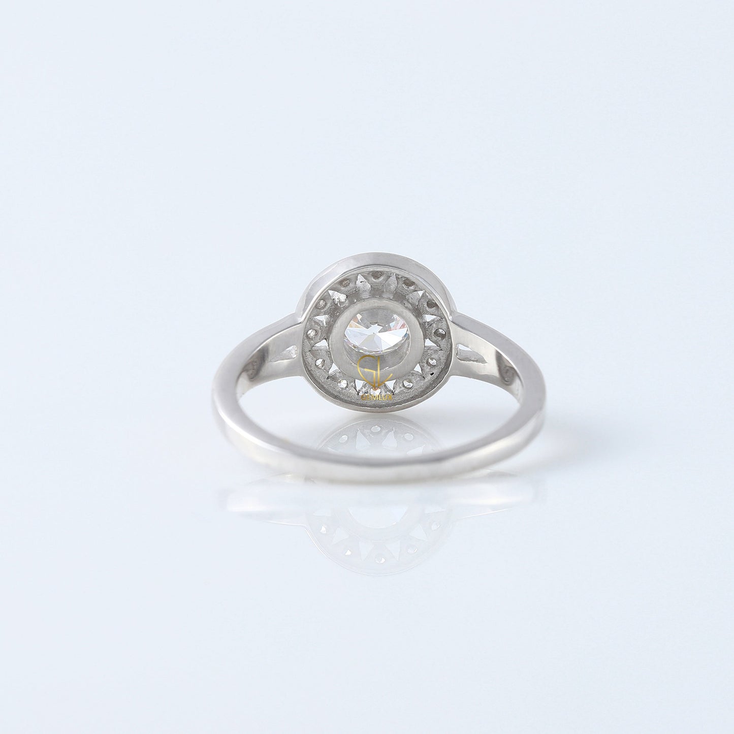 Round Brilliant Cut Moissanite Diamond Halo Engagement Ring