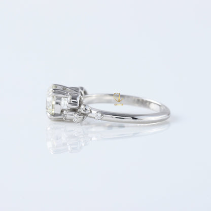 Round Cut Lab Grown Cluster Scattered Diamond Ring