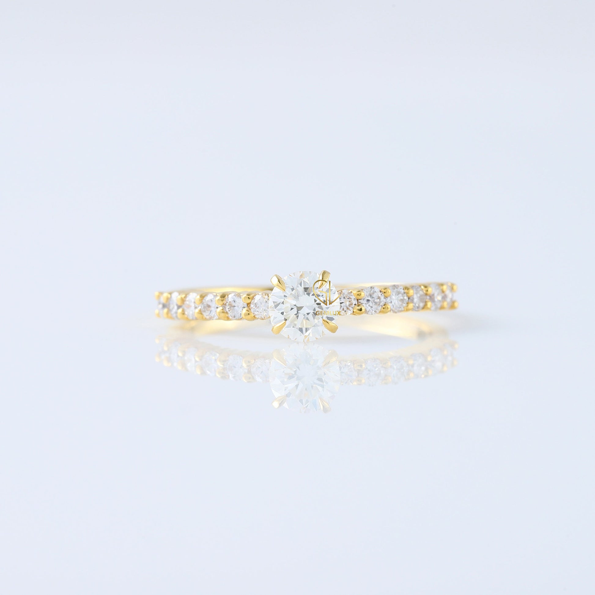 Round Cut Lab Grown Diamond Accent Ring