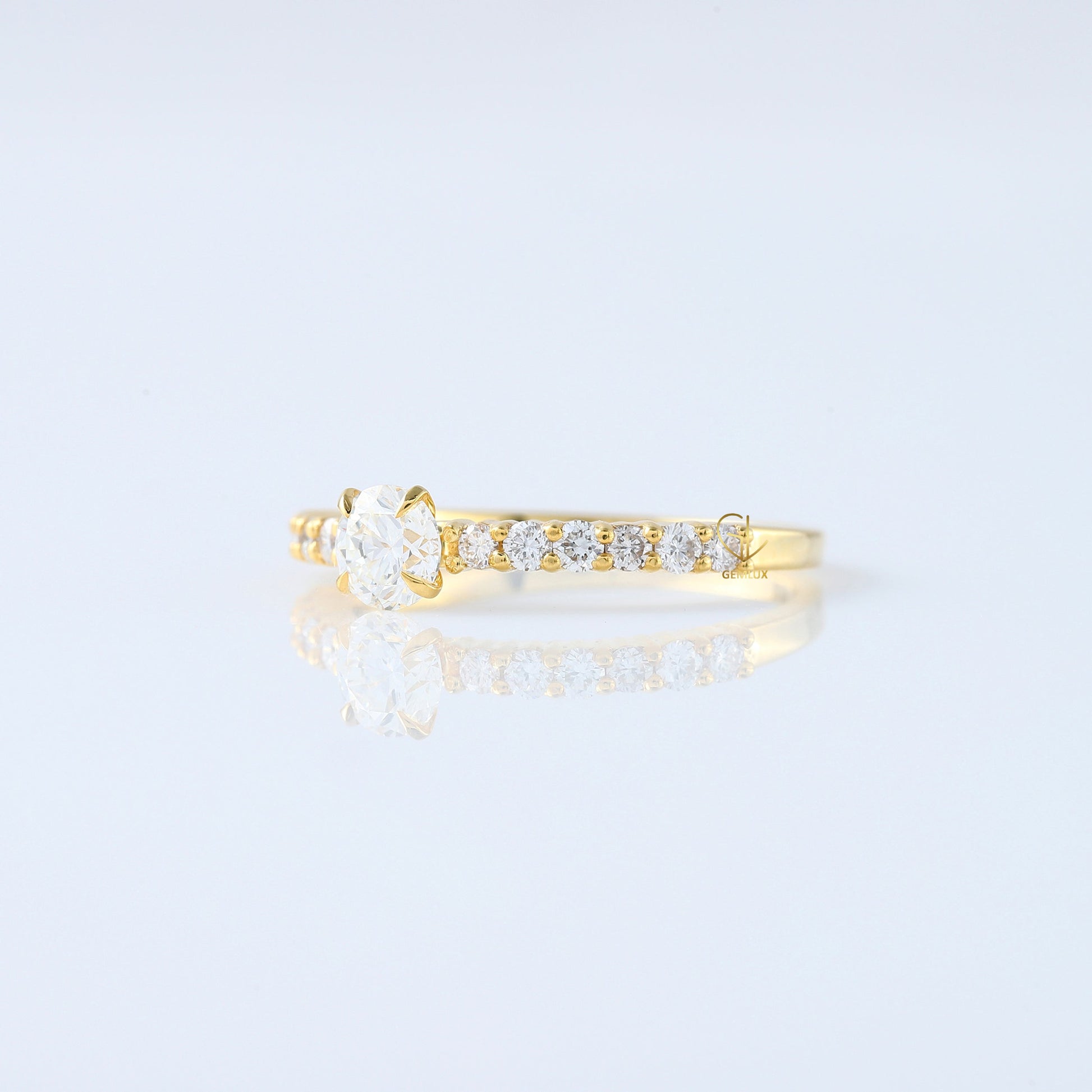 Round Cut Lab Grown Diamond Accent Ring