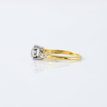 Round Cut Lab Grown Diamond Art Deco Two Tone Engagement Ring