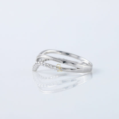 Round Cut Lab Grown Diamond Curved Wedding Band