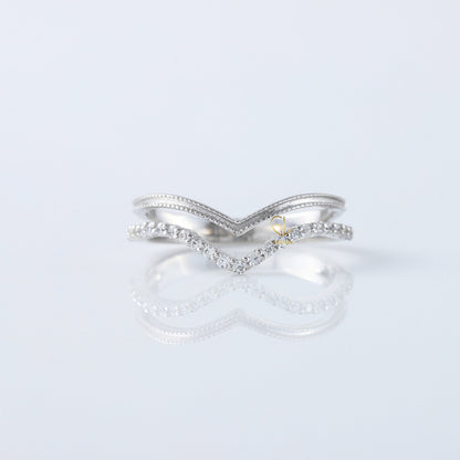 Round Cut Lab Grown Diamond Curved Wedding Band
