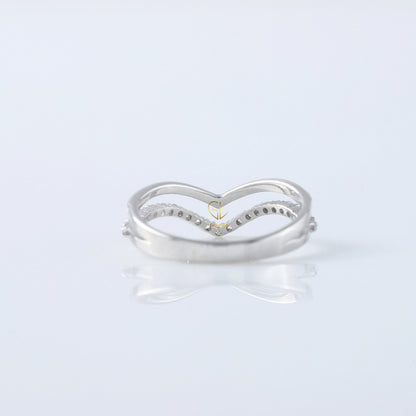 Round Cut Lab Grown Diamond Curved Wedding Band