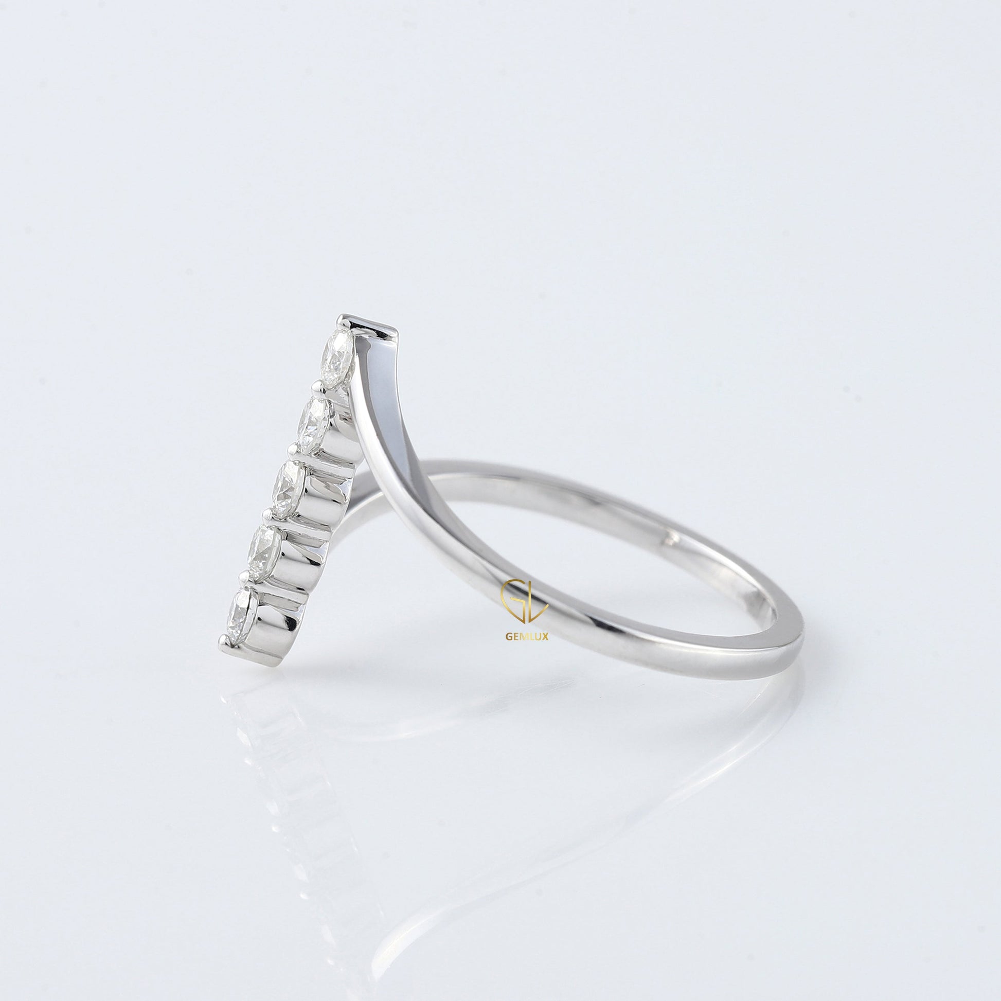 Round Cut Lab Grown Diamond Five Stone Bypass Ring