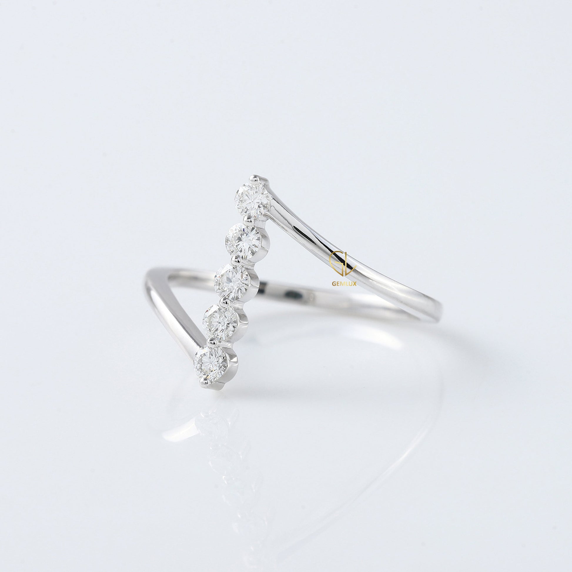 Round Cut Lab Grown Diamond Five Stone Bypass Ring