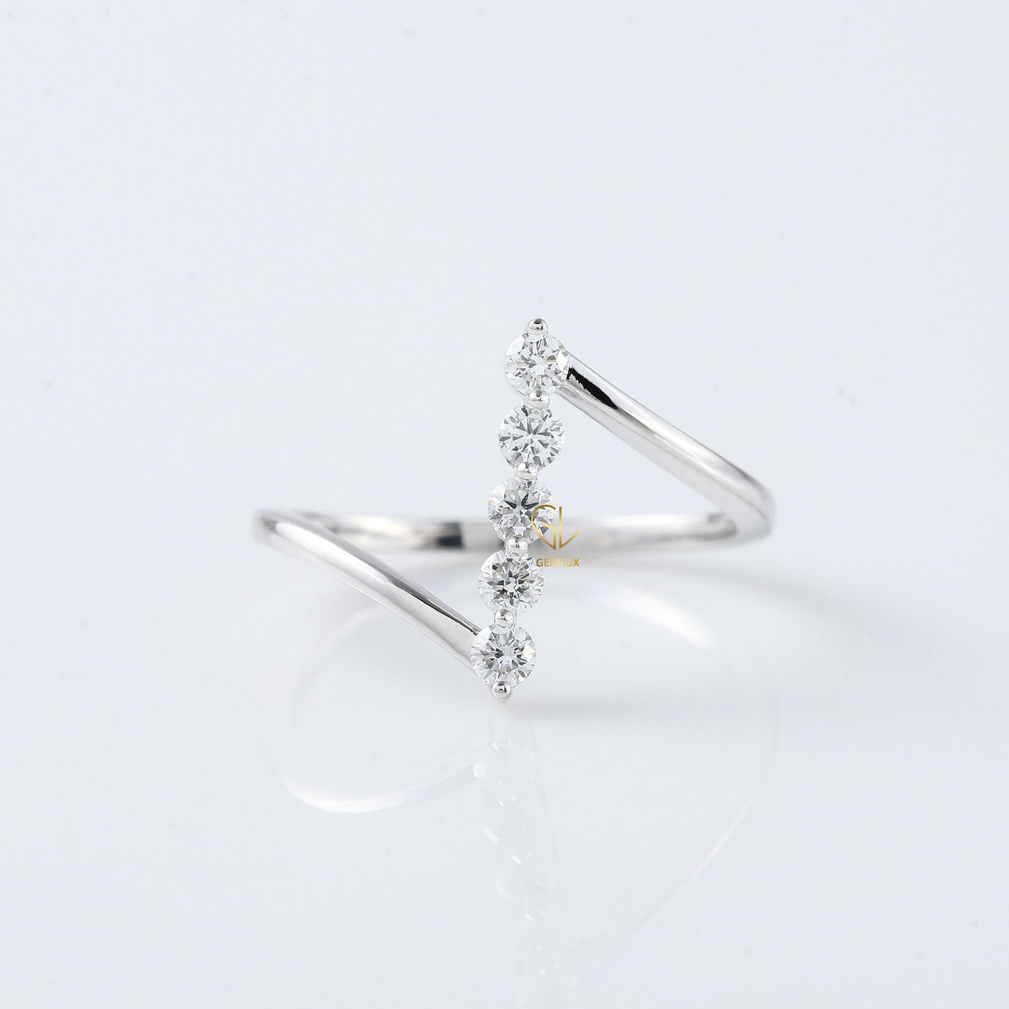 Round Cut Lab Grown Diamond Five Stone Bypass Ring