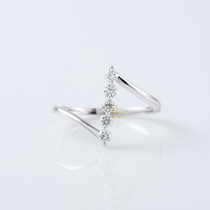 Round Cut Lab Grown Diamond Five Stone Bypass Ring