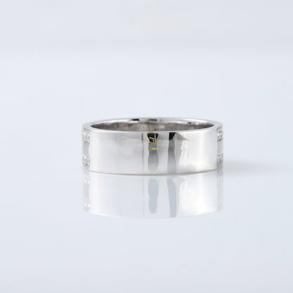 Round Cut Lab Grown Diamond Two Row Wedding Band