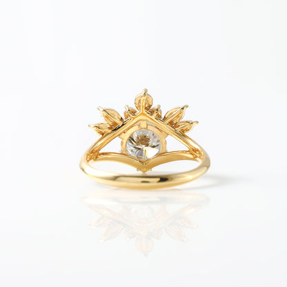 Round Cut Lab Grown Split Shank Queen Crown Ring