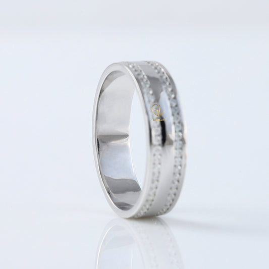 Round Cut Moissanite Diamond Channel Set Wedding Band