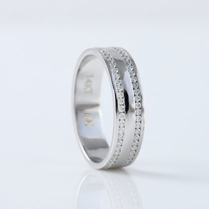 Round Cut Moissanite Diamond Channel Set Wedding Band