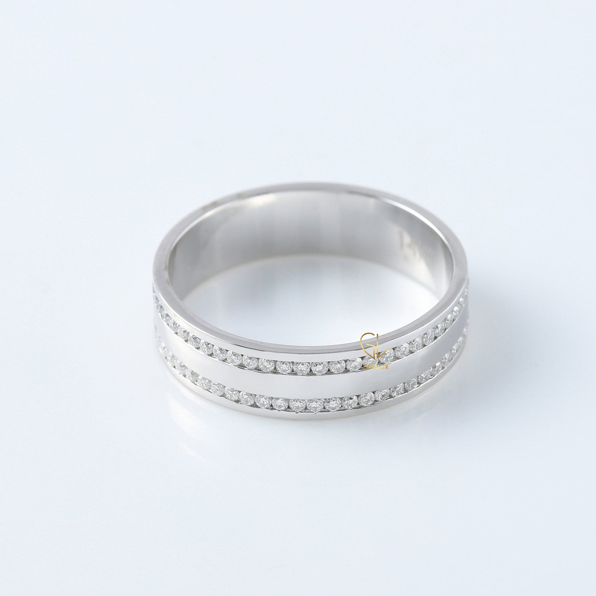 Round Cut Moissanite Diamond Channel Set Wedding Band