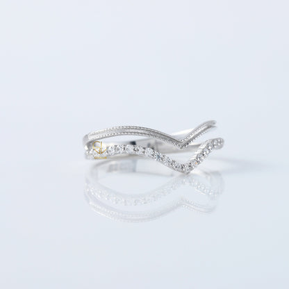 Round Cut Moissanite Diamond Chevron Wedding Band