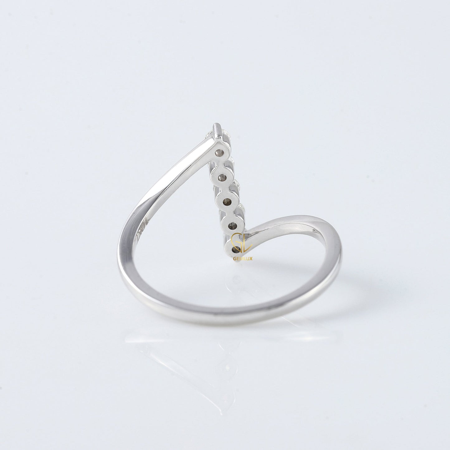 Round Cut Moissanite Diamond Five Stone Bypass Ring