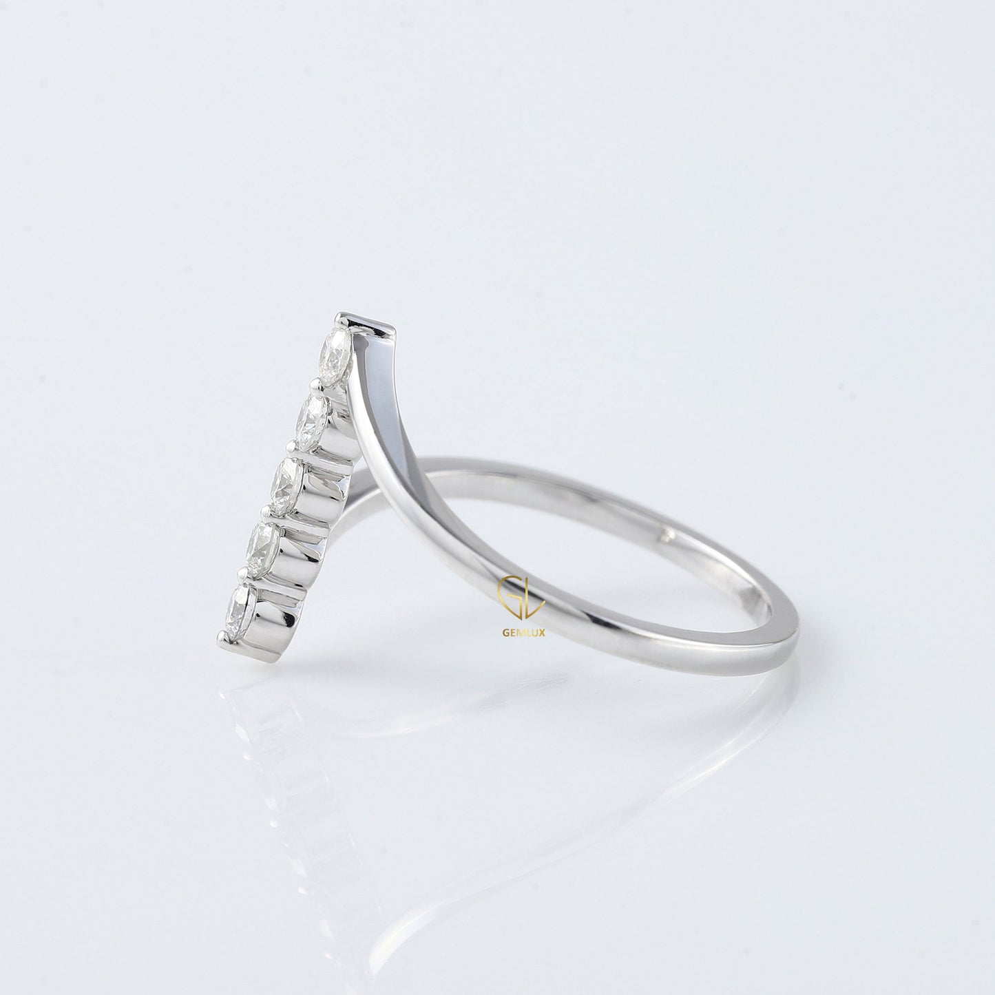 Round Cut Moissanite Diamond Five Stone Bypass Ring