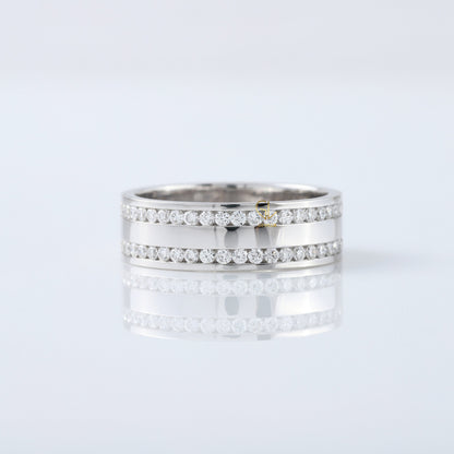 Round Cut Moissanite Diamond Half Eternity Wedding Band