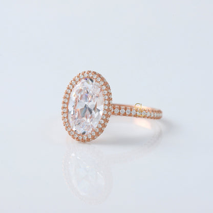 Round Cut Moissanite Diamond Hidden Halo Engagement Ring