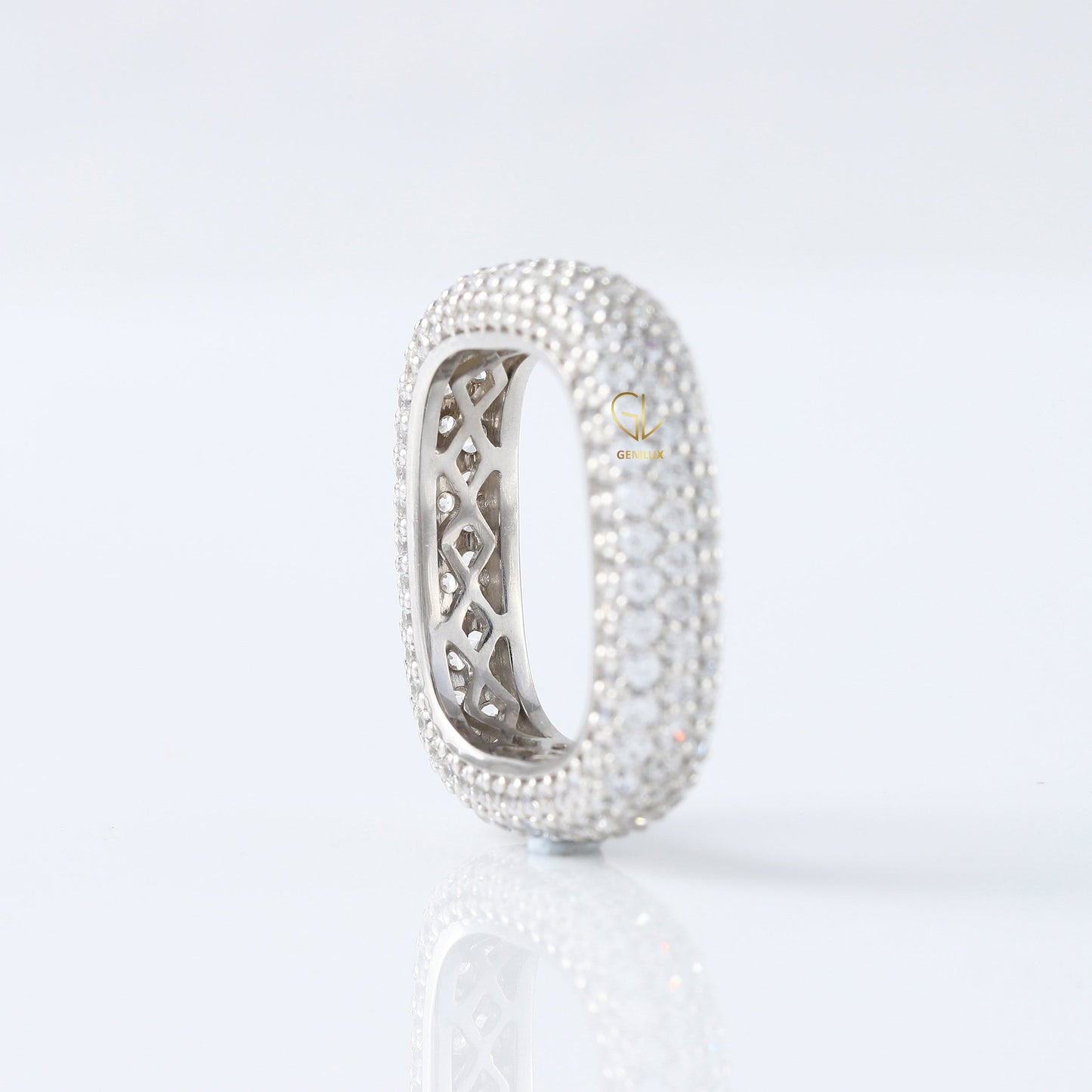 Round Moissanite Square Full Eternity Diamonds Band