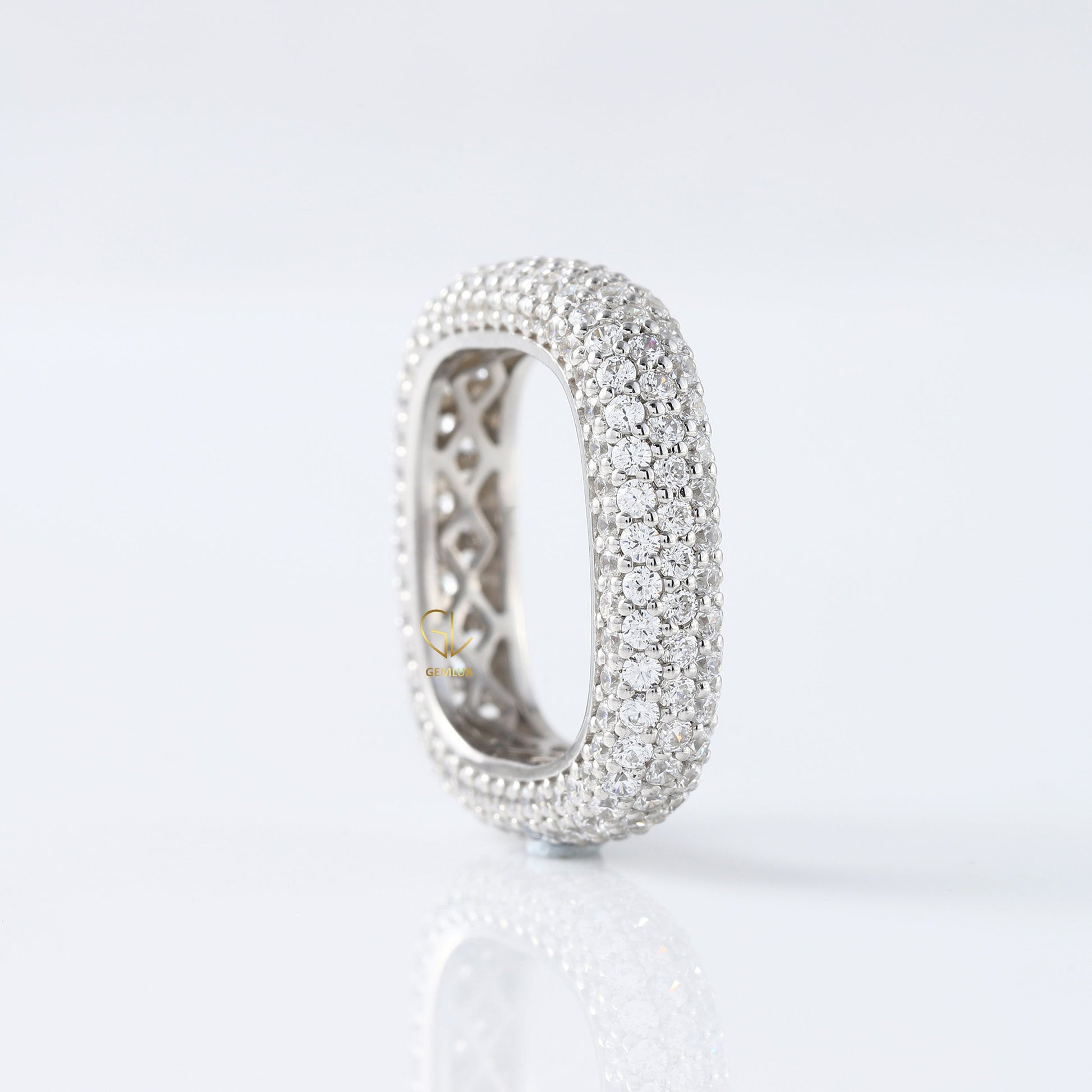 Round Moissanite Square Full Eternity Diamonds Band