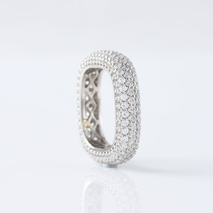 Round Moissanite Square Full Eternity Diamonds Band