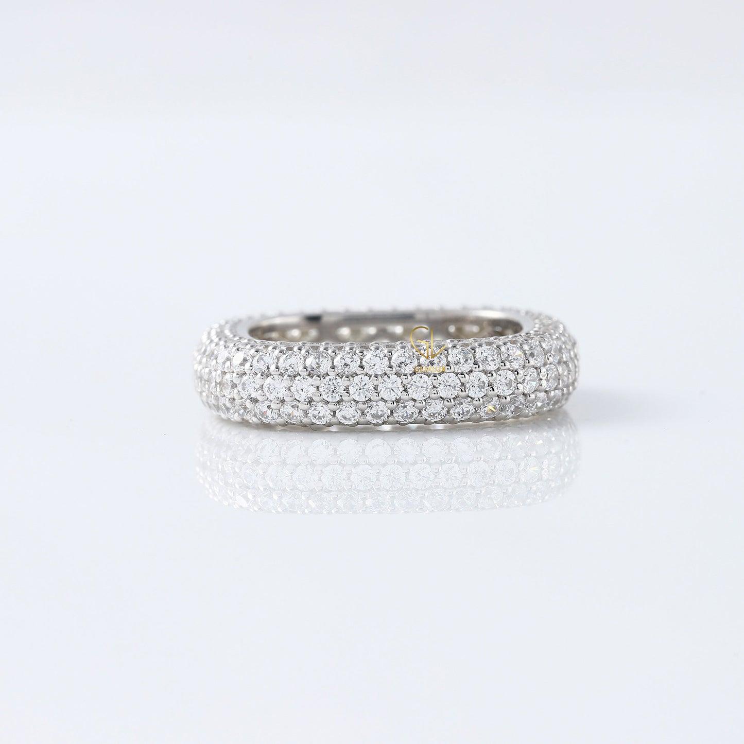 Round Moissanite Square Full Eternity Diamonds Band