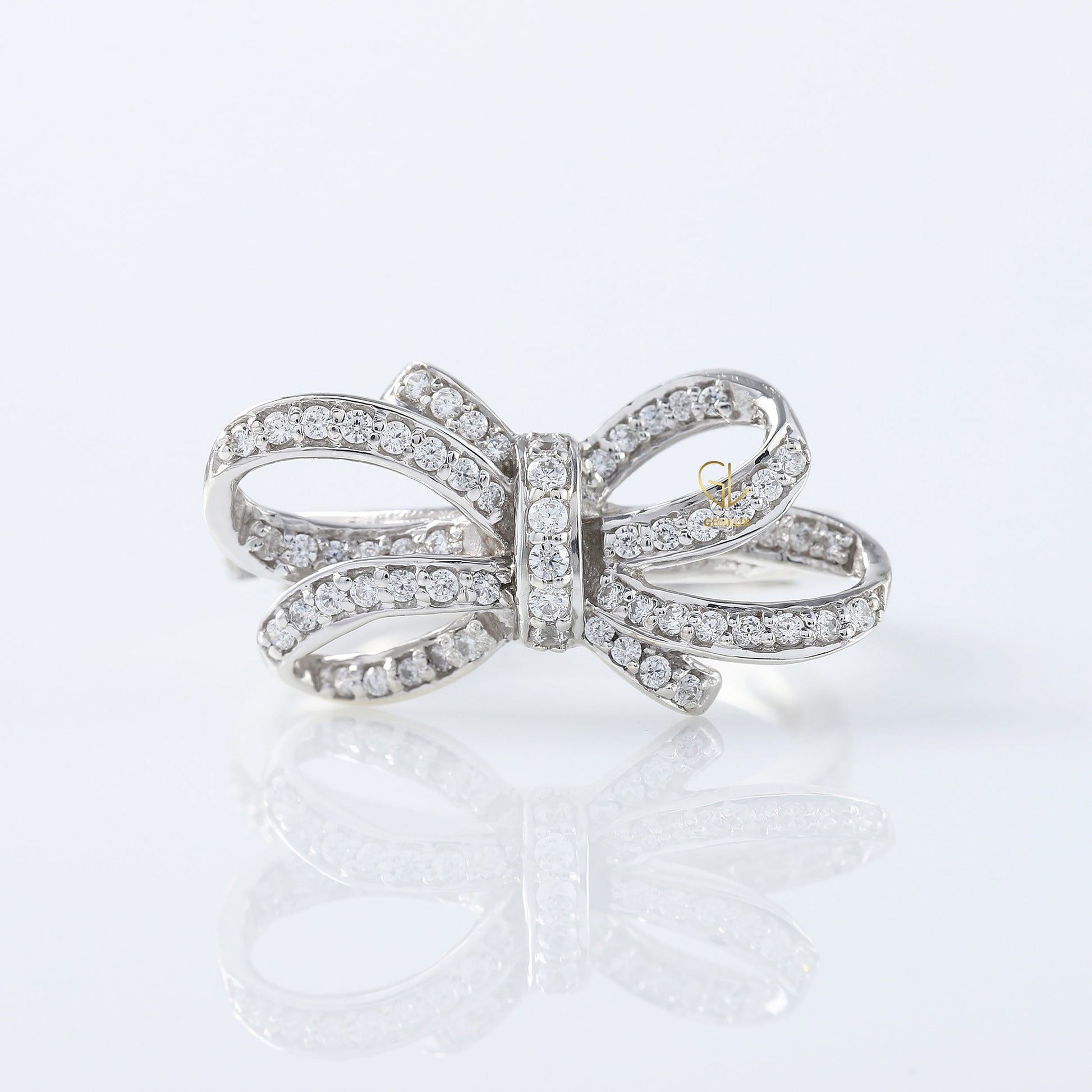 Round Cut Lab Grown Bow Knot Engagement Ring